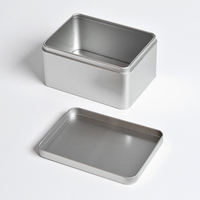 Boîte en fer blanc rectangulaire vide de 11,5*8,5*6 cm avec couvercles pour le stockage des aliments - Sachets de thé, boîte à pâtisserie, bonbons, biscuits, chocolat, chewing-gum, en-cas