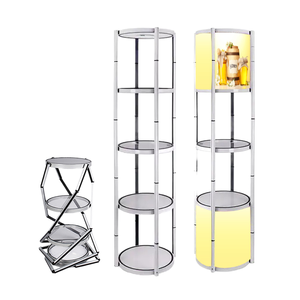 プロモーション4層スクエアラウンド折りたたみ式ポップアップショーケースディスプレイラック格納式ツイストタワー - Product Image 1