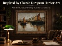 Tableau mural vintage encadré or Paysage marin Impression sur toile de bateaux à voile rétro Échantillons OEM ODM prêts en moins d'une journée