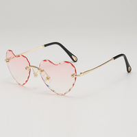 Lunettes de soleil Love sans cadre avec bordure en diamant, verres UV400, New Ocean Sheet HD, lunettes de soleil décoratives européennes et américaines, vente en gros