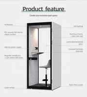 Cabine de bureau insonorisée moderne certifiée 28 dB, cabine téléphonique individuelle pour usage commercial, hôtelier et en entrepôt