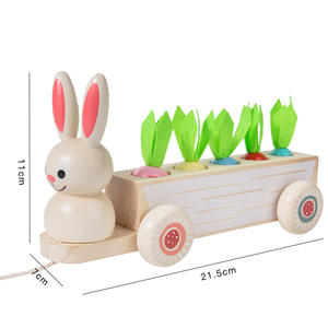 Dessin animé en bois lapin tirer radis <span class=keywords><strong>jeu</strong></span> jouet pousser le long chariot enfants éducation précoce couleur taille trieur correspondant <span class=keywords><strong>jeu</strong></span> jouets ensemble - Product Image 2