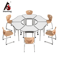 Meubles de salle de classe modulaires modernes avec roulettes, table d'étudiant réglable en hauteur, ensembles de bureaux et de chaises