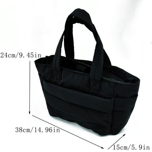 Nylon <strong>Puffer</strong> Tote Bag Large Capacity Lightweight Pastel Tote Bags Fluffy Handbag with Zipper Closure and Bottle Holder - Product Image 6