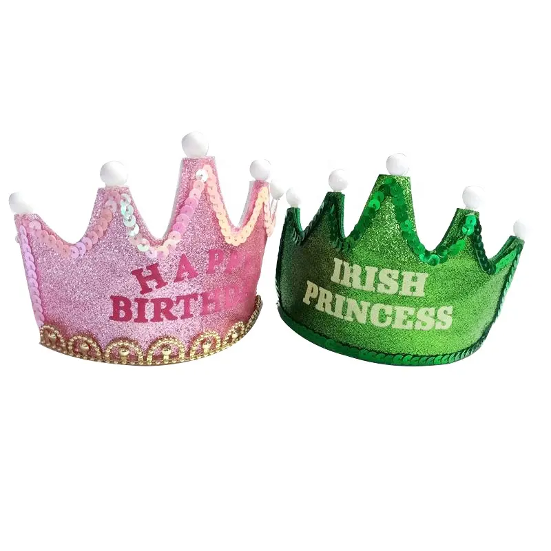 공장 판매 Led 라이트 업 킹 공주 머리띠 빛나는 생일 축하 모자 플래시 킹 퀸 공주 모자