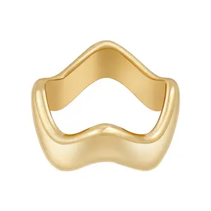 最新18k镀金黄铜珠宝几何波浪戒指堆叠配套配件女性派对戒指R234211