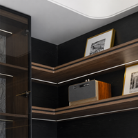 Étagère à livres en bois minimaliste de luxe haut de gamme et bureau long intégré pour bureau à domicile moderne, chambre à coucher, salle d'étude