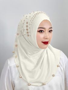 Malay <strong>Women's</strong> Elastic Solid Color Headscarf Cap Beaded Nailed Flower Shawl Cotton Ethnic Cap Winter Logo Available Cross-Border - Product Image 5