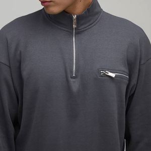 <b>Men</b> Quarter <b>Zip</b> Stand Collar Tracksuit Zipper <b>Pocket</b> Sweatshirt And Contrast Sweat <b>Shorts</b> 2 Piece Streetwear Set - Product Image 3