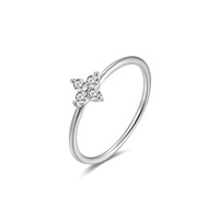 Vente en gros de bijoux fins à la mode, zircon, minimaliste, argent sterling 925, bague coréenne, trèfle à quatre feuilles, bagues pour filles