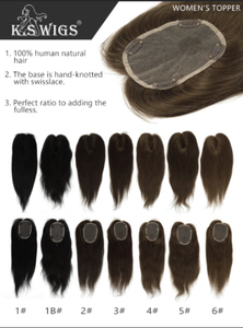 K.S WIGS Topper de cheveux humains lisses et soyeux à clipser, avec cuticules alignées, cheveux Remy, pour couvrir les cheveux blancs chez la femme - Product Image 5