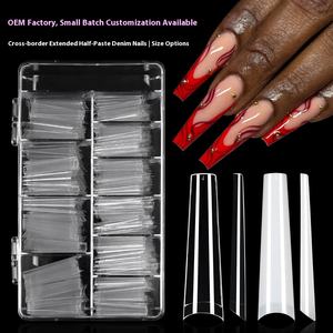 Parche <span class=keywords><strong>de</strong></span> <span class=keywords><strong>uñas</strong></span> postizas francesas XXL, pieza <span class=keywords><strong>de</strong></span> <span class=keywords><strong>uñas</strong></span> <span class=keywords><strong>de</strong></span> mezclilla extendida transfronteriza, diseño plano transparente sin costuras para aplicación en los dedos-500 - Product Image 4