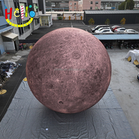 Ballon décoratif extérieur adapté aux besoins du client d'éclairage de LED grande planète gonflable de lune pour la publicité
