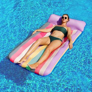 Extra Large <b>Inflatable</b> <b>Pool</b> Lounger 72x38 Inch Fabric Covered Float Chair with Headrest Party Decorations Adult <b>Pool</b> Float - Product Image 2