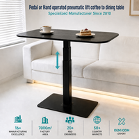 Table de salle à manger rectangulaire moderne en acier écologique à hauteur réglable pneumatique à commande au pied avec plateau en mélamine