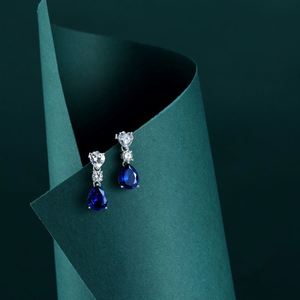Dylam Trendy <b>Fine</b> Jewelry Women S925 Silver Rhodium Plated Sparkling Heart Tear Diamond 5A Zircon Zirconia <b>Stud</b> <b>Earrings</b> - Product Image 2