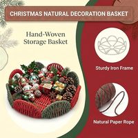 Panier de rangement de Noël moderne pour bureau, fait main en corde de papier naturelle tressée avec poignées, écologique pour les fêtes et le salon