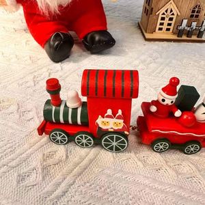 Christmas <b>Wooden</b> Ornament Set Festive Santa Snowman Tree Design Holiday Home Decor Gift Boxed Mini <b>Train</b> Carriages - Product Image 2