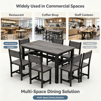 Ensemble de table et chaises de salle à manger rectangulaire robuste pour usage commercial, ensemble de meubles de restaurant 4 pièces avec plateau en bois et structure en métal pour cantine