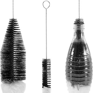 Juego de cepillos de limpieza de madera sin rayas con mango largo para botellas de vidrio y de madera - Product Image 3