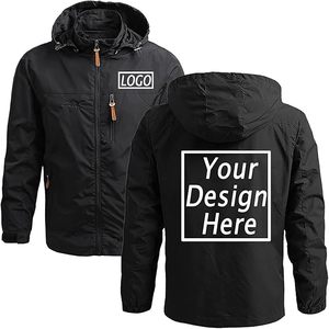 Custom Logo Men's Winter Outdoor Windbreaker <b>Jacket</b> Waterproof Hooded <b>Denim</b> Softshell Casual <b>Lightweight</b> Sportswear OEM Factory - Product Image 3