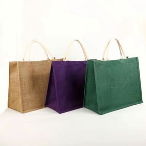 Bolsas de Compras Portátiles de Lino Teñido, Bolsos de Yute Retro Personalizables para Viajes al Aire Libre - Product Image 1