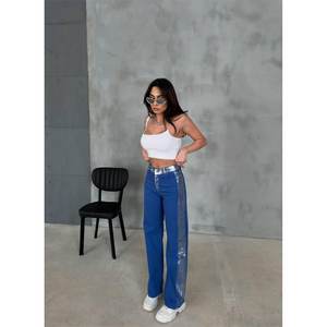 กางเกง GABARDN PALAZZO PANTOLON-กางเกงเดรสสไตล์เกาหลีระบายอากาศได้ดีสำหรับผู้หญิงขากว้างขนาด 3XL สีลายทางสำหรับใส่ทำงาน - Product Image 5