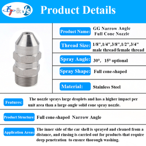 YS 1/4 "1/8" ~ 3/4 "bspt 15/30 độ đầy đủ máy bay phản lực <span class=keywords><strong>GG</strong></span> góc hẹp rắn nón rửa vòi phun - Product Image 3