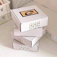 Grande boîte plate en carton ondulé blanc pour emballage et expédition, esthétique soignée, idéale pour albums Instagram
