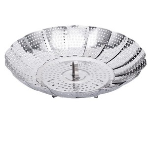 Rejilla Plegable de Acero Inoxidable para Vaporera con Bandeja Reforzada, Tamaños Pequeño, Mediano y Grande, Ecológica para Uso Doméstico - Product Image 1