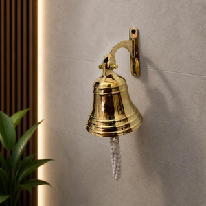 Campana Náutica de Latón Pulido Hecha a Mano con Cuerda, Campana de Barco Vintage para Decoración de Casa de Campo - Product Image 2