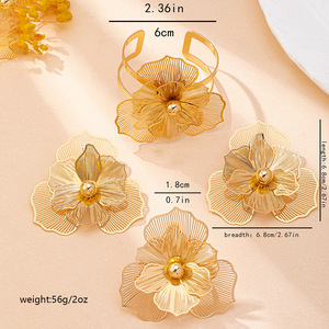 Kaimei 2026 đồ trang sức thời trang cá nhân thiết kế hoa mở vòng Vòng đeo tay thiết lập Phụ nữ 18K vàng Đồ Nư Vàng bangles - Product Image 5