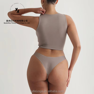 Haut court de yoga et de sport pour femme, personnalisé, extensible, en polyester et élasthanne, à col rond, pour l'été - Product Image 2