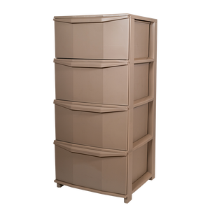 Pratika 4-<b>Drawer</b> Living Room Clothing Organizer <b>Storage</b> Unit 375x370x800mm Taupe Plastic <b>Drawers</b> - Product Image 1