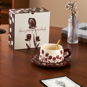 Wholesale <b>Floral</b> Tea Cup and Saucer Set Ceramic Coffee Mugs Couple Gift Set - Product Image 3