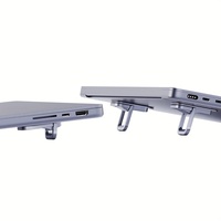 Support portable ultra-fin en alliage d'aluminium pour ordinateur portable, support de refroidissement auto-adhésif pour ordinateur portable, mini support pour ordinateur portable