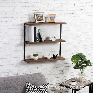 Wall Mounted Wooden <b>Shelf</b> 3 Tier Retro Color Durable Home Storage Display <b>Rack</b> For Living Room Coffee Shop - Product Image 3