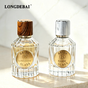 In Stock Custom <b>Empty</b> Round Perfume <b>Bottle</b> Design 2026 Clear Crimp 50ml Glass Perfume <b>Bottles</b> with Plastic Lid - Product Image 2