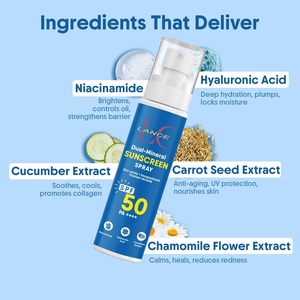 Protector Solar Mineral Dual Vegano <span class=keywords><strong>Lance</strong></span> OEM/ODM en Aerosol, SPF 50 PA++++, Probado In Vitro, Protección de Amplio Espectro, Absorción Rápida - Product Image 3