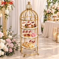 Support à gâteau en acier inoxydable SMS Exquisite, cage à oiseaux dorée à 3 étages, présentoir à dessert pour mariage, banquet, fête