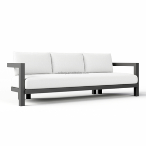 FERLY Moderne T-back Design Extérieur Jardin En Aluminium Canapé Ensemble 4 Pièces Antirouille En Aluminium et Bois De <span class=keywords><strong>Teck</strong></span> Matériau De Revêtement En Poudre - Product Image 2