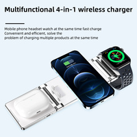 Support de charge sans fil 3-en-1 15W en alliage de zinc et verre, station de charge rapide Type-C pour montre, téléphone et écouteurs – Vente en gros