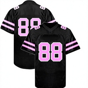 Jersey de Fútbol Americano Personalizado Negro y Rosa, Cuello en V, Manga Corta, Malla Transpirable, Número 88, Uniforme Unisex para Adultos - Product Image 1