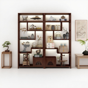 Vetrina Cinese Antica, Mobile da Esposizione Spesso per Parete di Fondo Sala da Tè, Mobile Bar e Divisorio Espositore Multiuso - Product Image 4