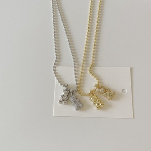 <span class=keywords><strong>Collier</strong></span> avec pendentif en forme d'ours, bijoux en laiton, plaqué or, Bling, diamant, cristal, cœur, ours en peluche, vente en gros - Product Image 2