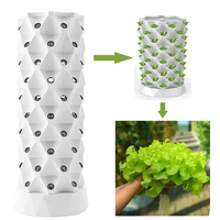 Kit Tanam Hidroponik Rumah Tangga Besar Indoor/Outdoor 10 Lapis 80 Pot Sistem Menara Kebun Vertikal Hasil Tinggi Plastik ABS Kelas Makanan