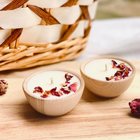 Mangkuk kayu kustom diisi mewah bunga kering lilin beraroma berbagai hadiah harum lilin Parfum