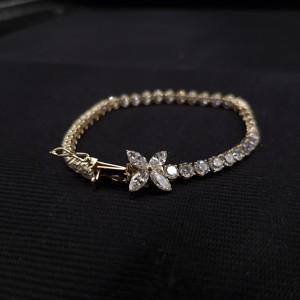 Stylish 14KT Yellow Gold Tennis Diamond <b>Bracelet</b> Women Lightweight Daily Wear Jewelry Elegant Design Gift Ready Shine Finish - Product Image 3
