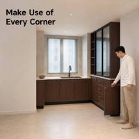 Cuisine ouverte modulaire personnalisée pour toute la maison Lesso Home avec îlot central, armoires de cuisine modernes européennes pour villa