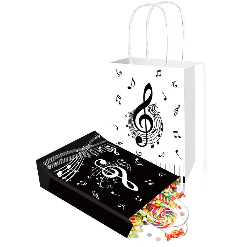 Xindeli BD174 Music Party Favors Paper Kraft Bags with Handle Candy Treat Gift Bags For Party Supplies